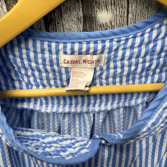 Blue and White Striped Snap Front House Dress Medium - Picture 3 of 3